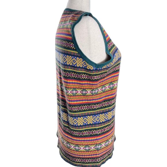 GAP 90s Y2K Vintage Celtic Scandinavian Fair Isle Funky Sweater Vest (SZ M) - Picture 6 of 13